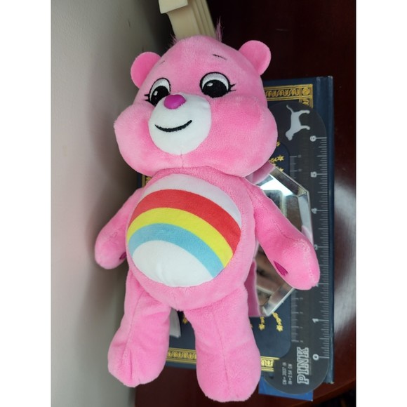 Pink Care Bear Cheer Bear Rainbow 9" Basic fun heart nose plush cub - Picture 5 of 5
